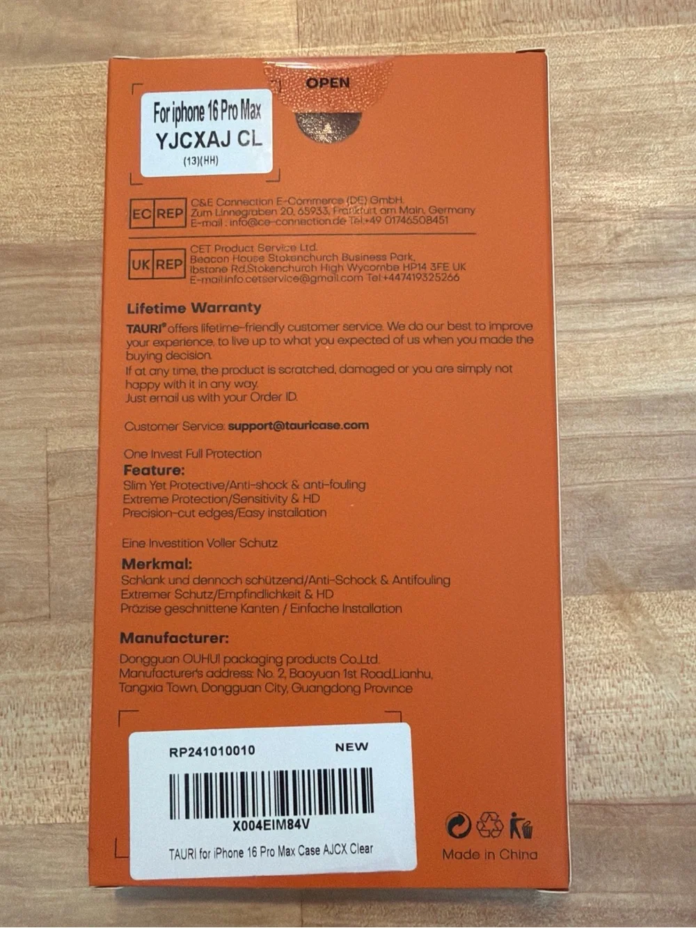 Orange Screen Protector - Clear Fit